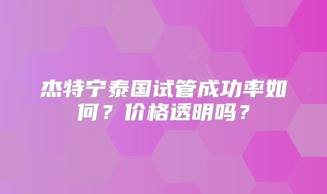 杰特宁泰国试管成功率如何？价格透明吗？