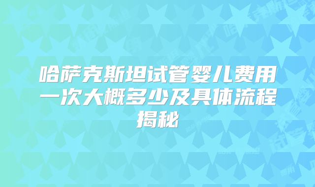 哈萨克斯坦试管婴儿费用一次大概多少及具体流程揭秘