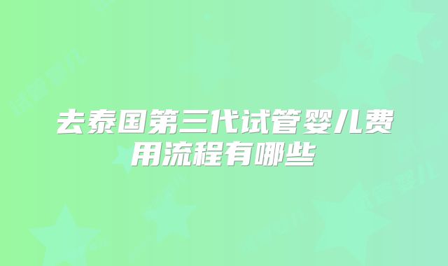 去泰国第三代试管婴儿费用流程有哪些