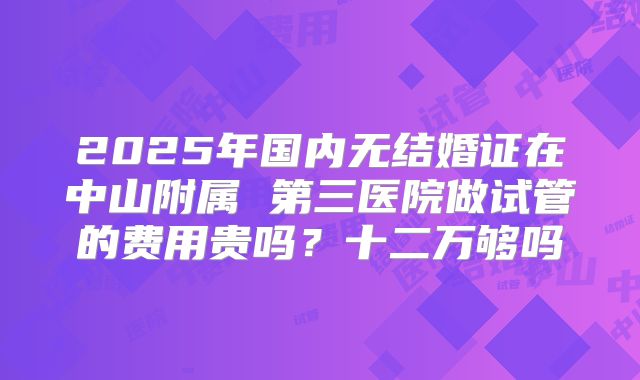 2025年国内无结婚证在中山附属 第三医院做试管的费用贵吗？十二万够吗