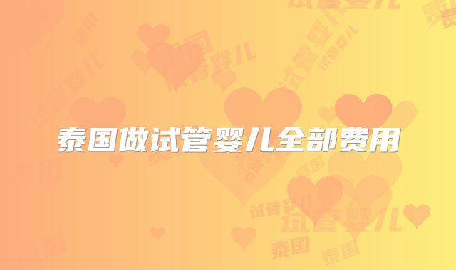 泰国做试管婴儿全部费用