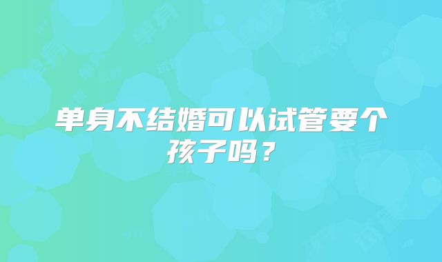 单身不结婚可以试管要个孩子吗?
