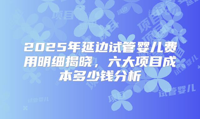 2025年延边试管婴儿费用明细揭晓,六大项目成本多少钱分析