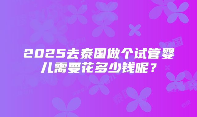 2025去泰国做个试管婴儿需要花多少钱呢?