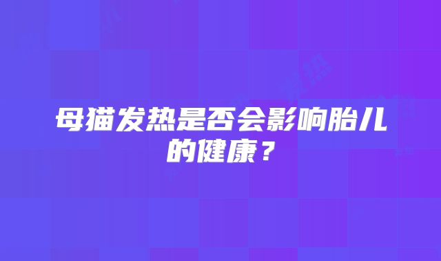 母猫发热是否会影响胎儿的健康?