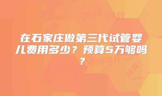 在石家庄做第三代试管婴儿费用多少？预算5万够吗？