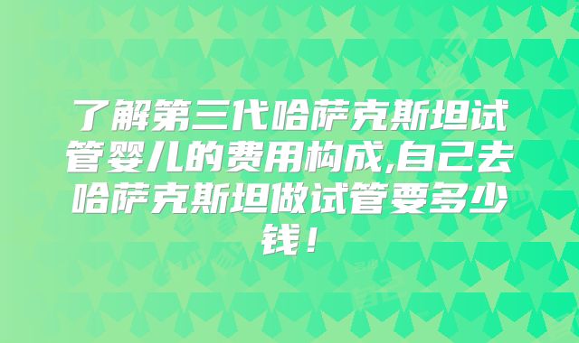 了解第三代哈萨克斯坦试管婴儿的费用构成,自己去哈萨克斯坦做试管要多少钱!