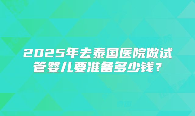 2025年去泰国医院做试管婴儿要准备多少钱?