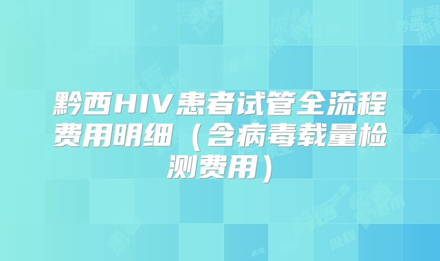 黔西HIV患者试管全流程费用明细（含病毒载量检测费用）