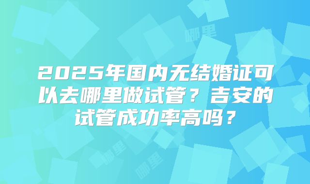 2025年国内无结婚证可以去哪里做试管?吉安的试管成功率高吗?