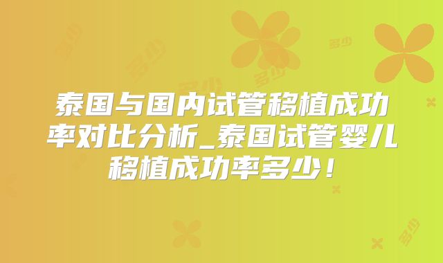 泰国与国内试管移植成功率对比分析_泰国试管婴儿移植成功率多少！