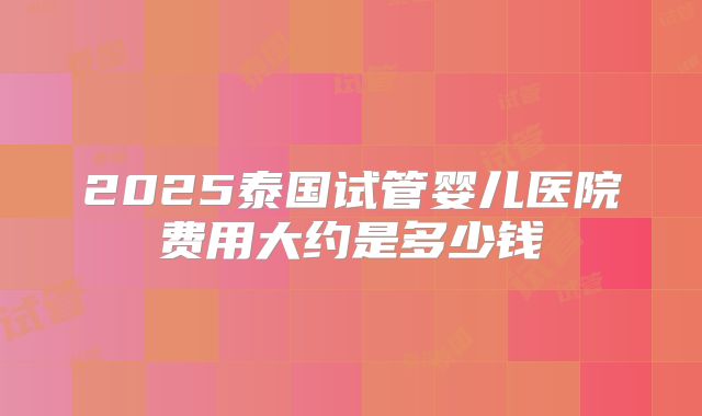 2025泰国试管婴儿医院费用大约是多少钱