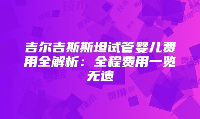 吉尔吉斯斯坦试管婴儿费用全解析:全程费用一览无遗