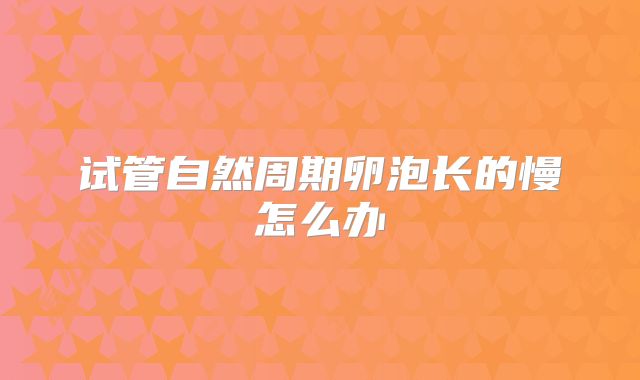 试管自然周期卵泡长的慢怎么办