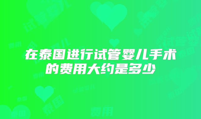 在泰国进行试管婴儿手术的费用大约是多少