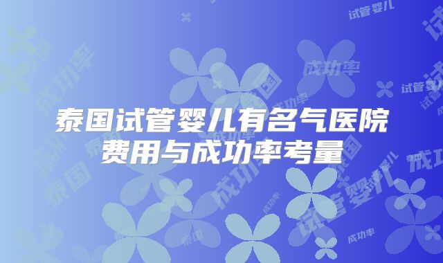 泰国试管婴儿有名气医院费用与成功率考量