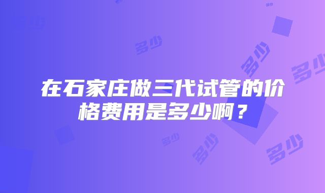 在石家庄做三代试管的价格费用是多少啊？