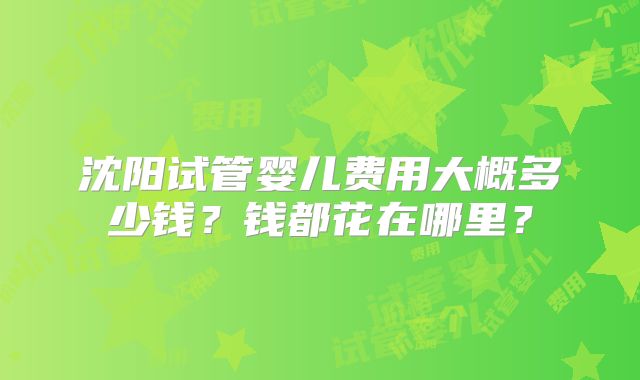 沈阳试管婴儿费用大概多少钱?钱都花在哪里?