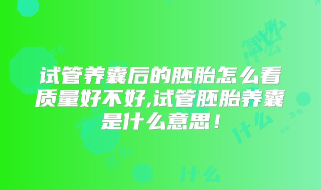 试管养囊后的胚胎怎么看质量好不好,试管胚胎养囊是什么意思！