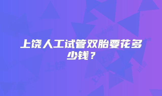 上饶人工试管双胎要花多少钱？