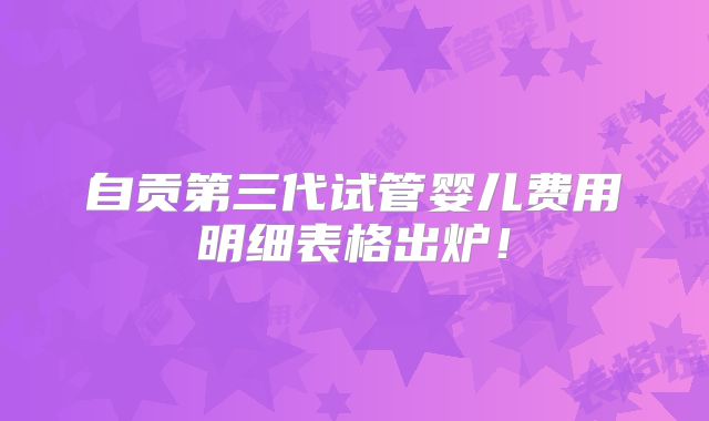 自贡第三代试管婴儿费用明细表格出炉!
