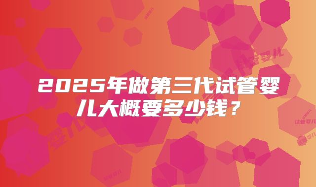 2025年做第三代试管婴儿大概要多少钱？