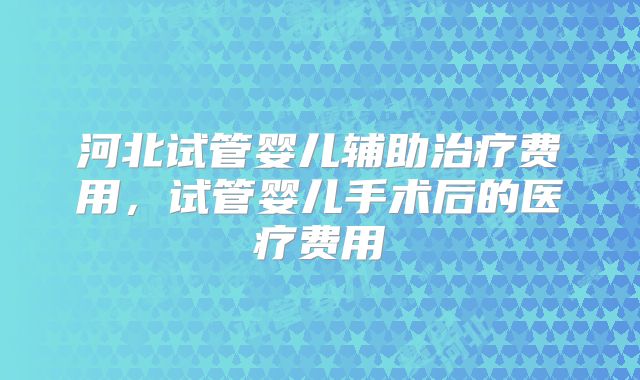 河北试管婴儿辅助治疗费用，试管婴儿手术后的医疗费用