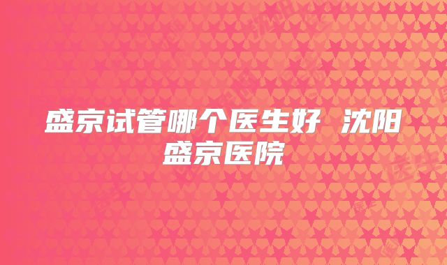 盛京试管哪个医生好 沈阳盛京医院