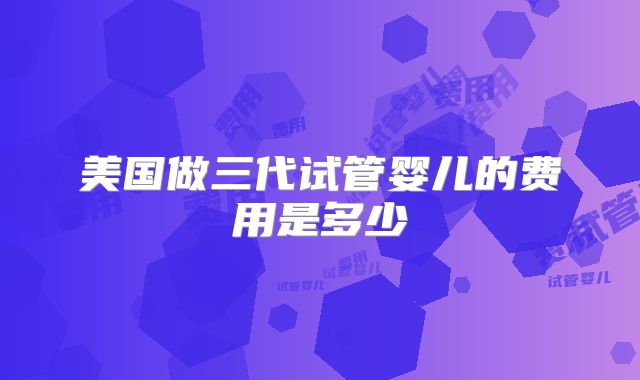 美国做三代试管婴儿的费用是多少