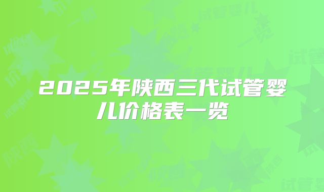 2025年陕西三代试管婴儿价格表一览