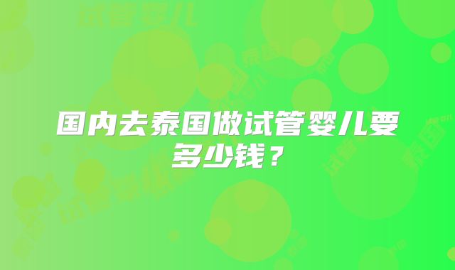 国内去泰国做试管婴儿要多少钱?
