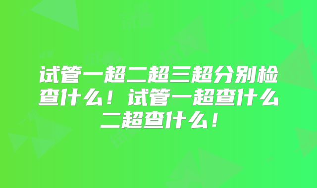 试管一超二超三超分别检查什么！试管一超查什么二超查什么！