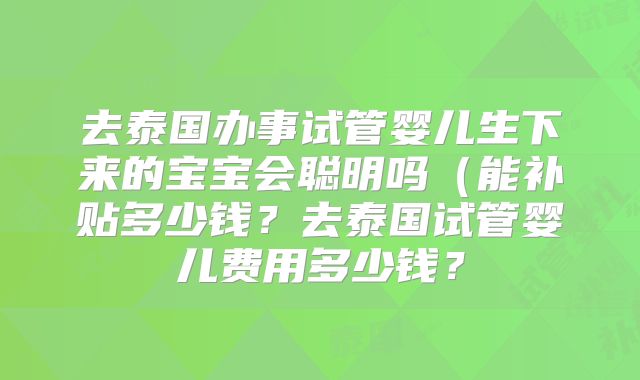 去泰国办事试管婴儿生下来的宝宝会聪明吗（能补贴多少钱？去泰国试管婴儿费用多少钱？