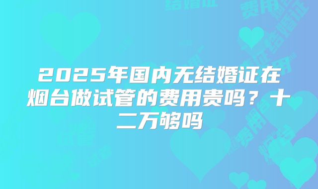 2025年国内无结婚证在烟台做试管的费用贵吗?十二万够吗