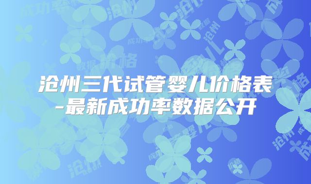 沧州三代试管婴儿价格表-最新成功率数据公开