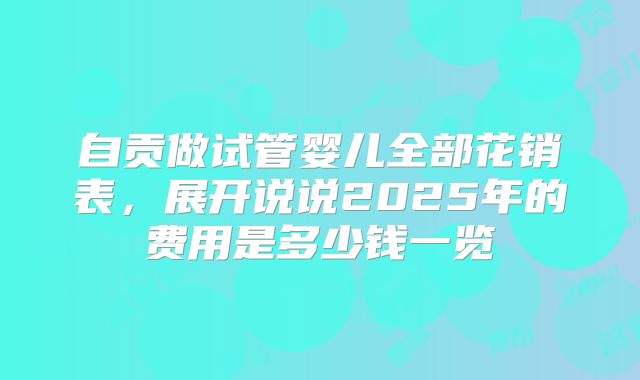 自贡做试管婴儿全部花销表，展开说说2025年的费用是多少钱一览