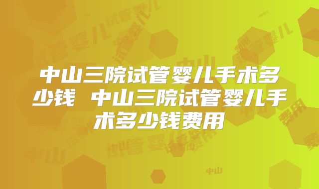 中山三院试管婴儿手术多少钱 中山三院试管婴儿手术多少钱费用