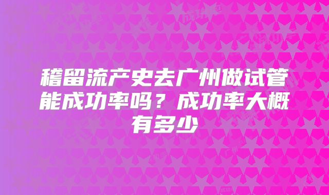 稽留流产史去广州做试管能成功率吗?成功率大概有多少