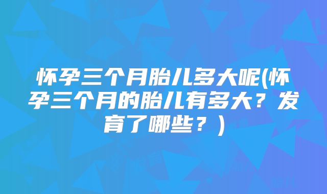 怀孕三个月胎儿多大呢(怀孕三个月的胎儿有多大？发育了哪些？)