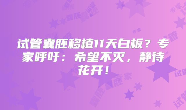 试管囊胚移植11天白板?专家呼吁:希望不灭,静待花开!