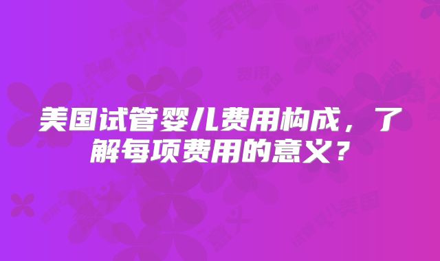 美国试管婴儿费用构成，了解每项费用的意义？