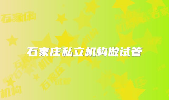 石家庄私立机构做试管