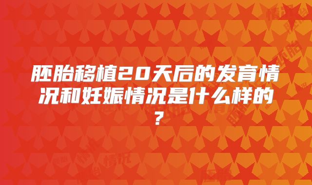 胚胎移植20天后的发育情况和妊娠情况是什么样的？