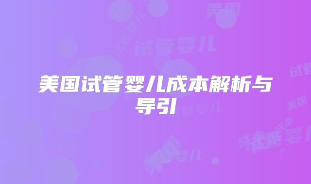 美国试管婴儿成本解析与导引