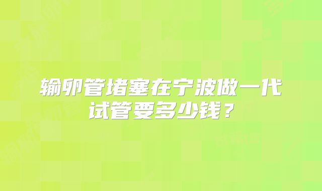 输卵管堵塞在宁波做一代试管要多少钱?