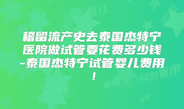 稽留流产史去泰国杰特宁医院做试管要花费多少钱-泰国杰特宁试管婴儿费用!