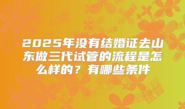 2025年没有结婚证去山东做三代试管的流程是怎么样的？有哪些条件