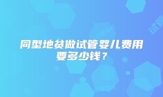 同型地贫做试管婴儿费用要多少钱？