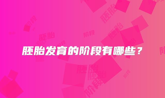 胚胎发育的阶段有哪些?