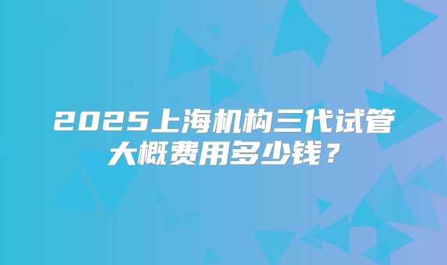2025上海机构三代试管大概费用多少钱？